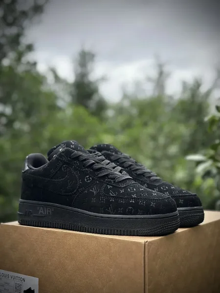 Louis Vuitton x Nike Air Force 1 Low Monogram Black Sneakers - 1