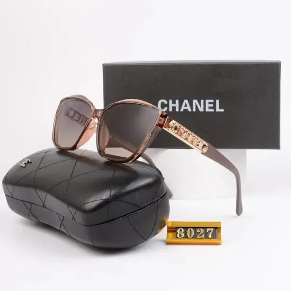 Chanel Square Frame Sunglasses With Crystal-Embellished Temples Brown Gradient Lenses - 1