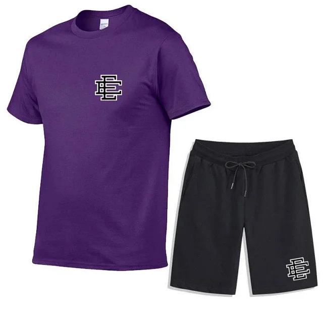 Unbranded Matching Sets Short-sleeve T-shirt and drawstring shorts set with double-E emblem product detail image 10