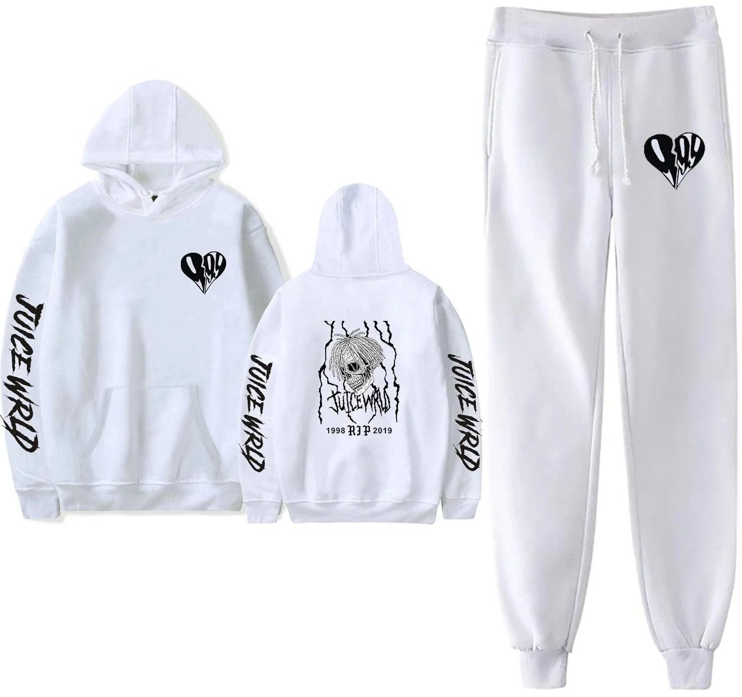 Design Juice WRLD Graphic Hoodie and Sweatpants Set Black Sets - 11