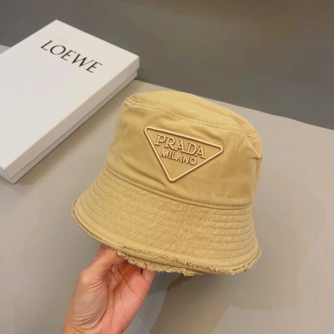 Prada Logo-Embellished Distressed White Bucket Hat - 40