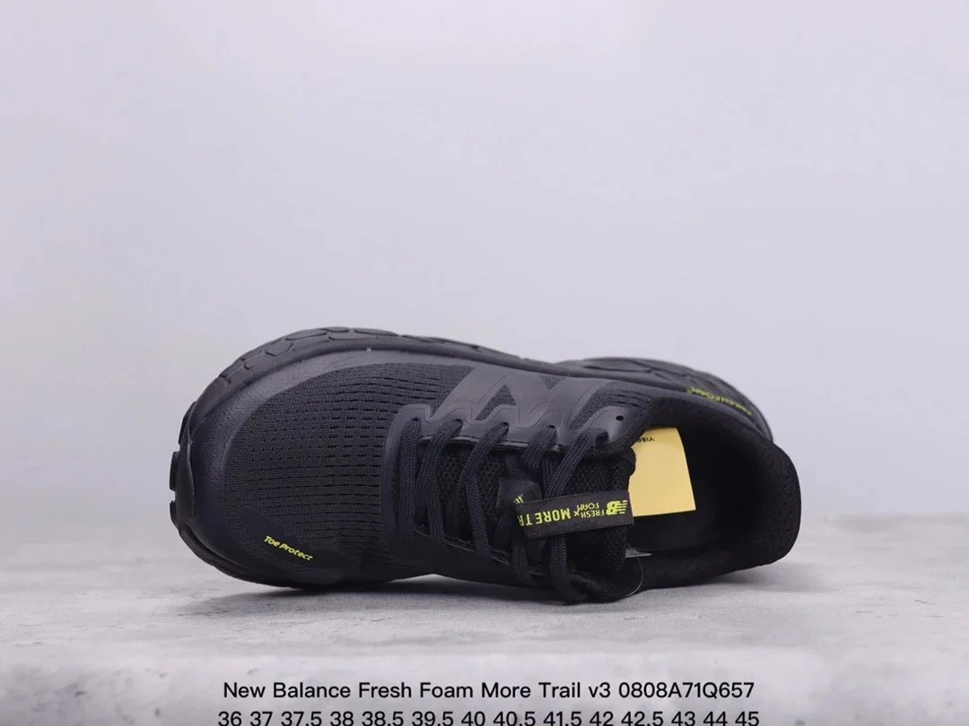 New Balance Fresh Foam More Trail v3 Black Neon Yellow Running Shoes - 5