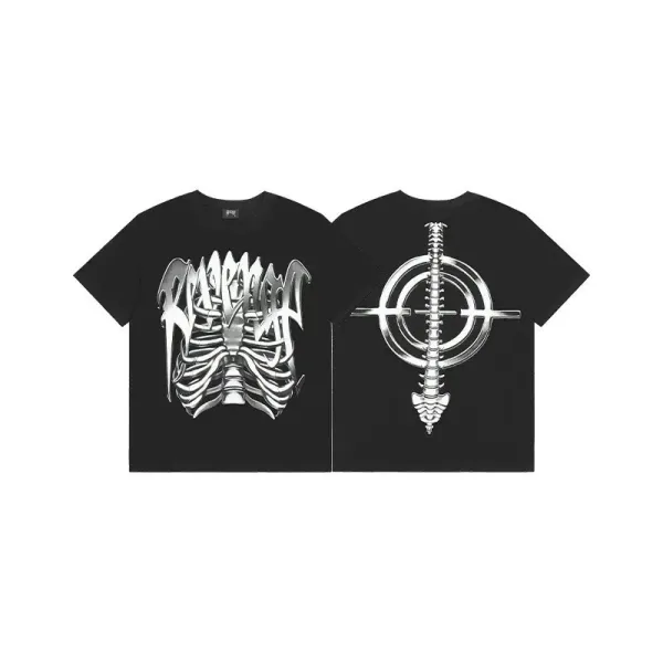 Design Ribcage & Spine Graphic Black T-Shirt - 1
