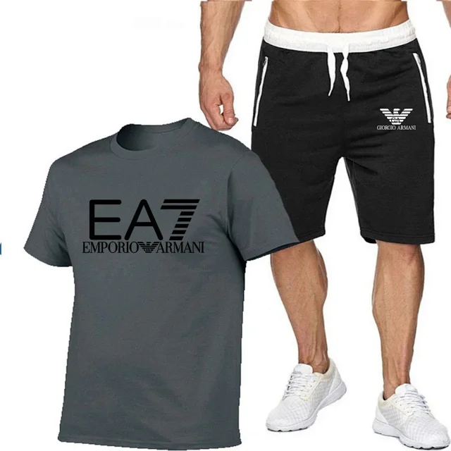 Emporio Armani Matching Sets EA7 logo T-shirt and drawstring zip-pocket shorts set product detail image 14