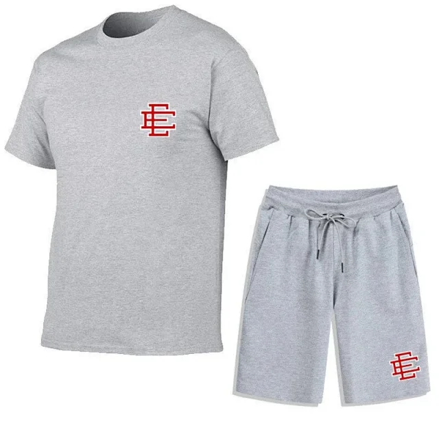 Unbranded Matching Sets Short-sleeve T-shirt and drawstring shorts set with double-E emblem product detail image 23