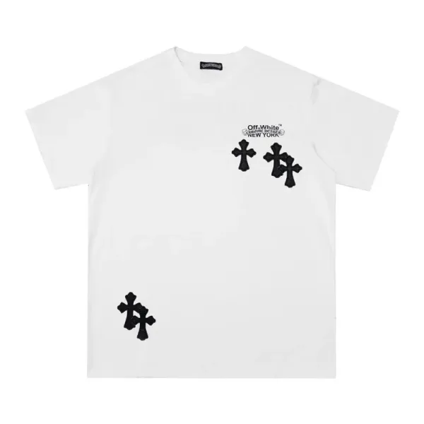 Off-White Cross Motif Embroidered Black T-Shirt - 15