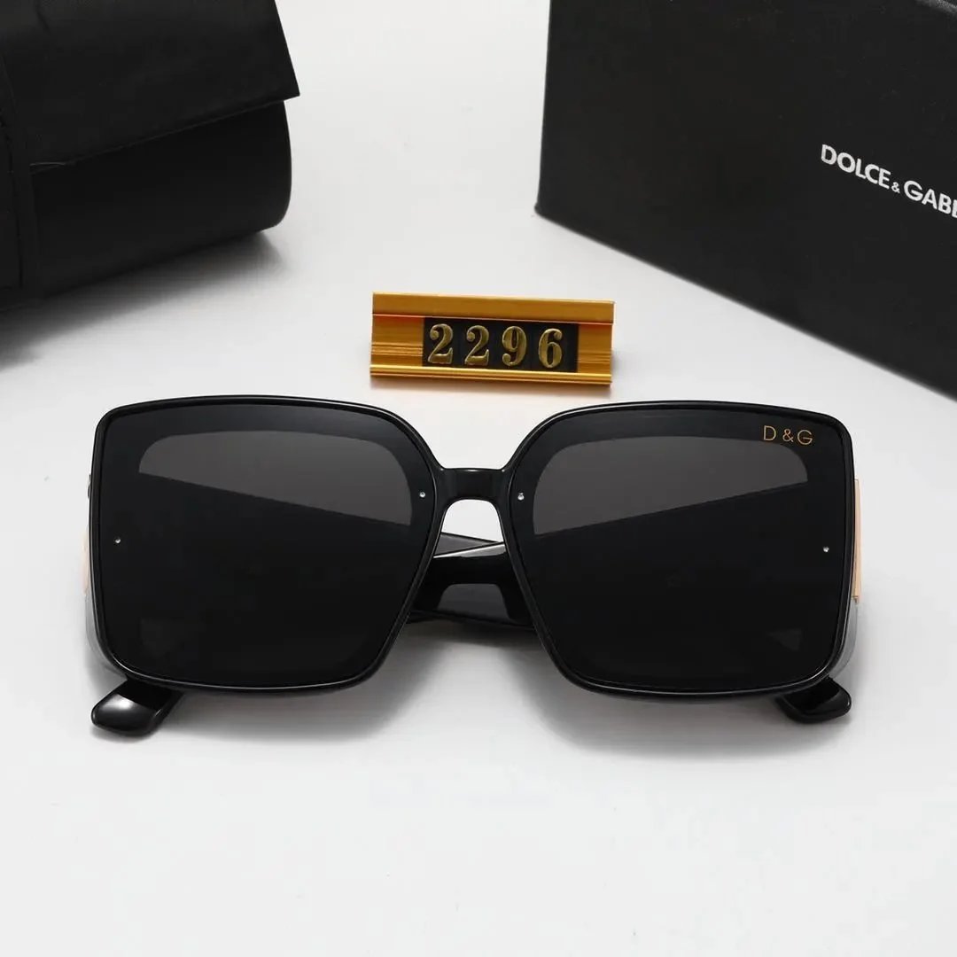 Dolce & Gabbana Square Frame Sunglasses Black with Gold DG Logo - 7