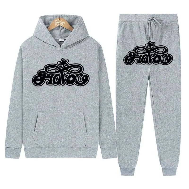 Design HAVOC Graphic Hoodie and Sweatpants Set Yellow - 31