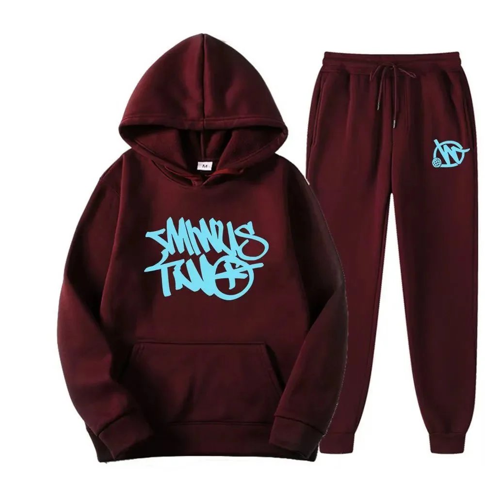 Design Graffiti Logo Yellow Hoodie and Sweatpants Set - 8