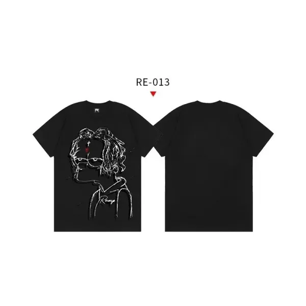 Design RE-013 Graphic Print Black T-Shirt - 1