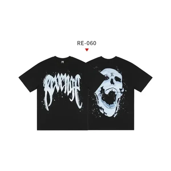 Revenge RE-060 Skull Graphic Black T-Shirt - 1