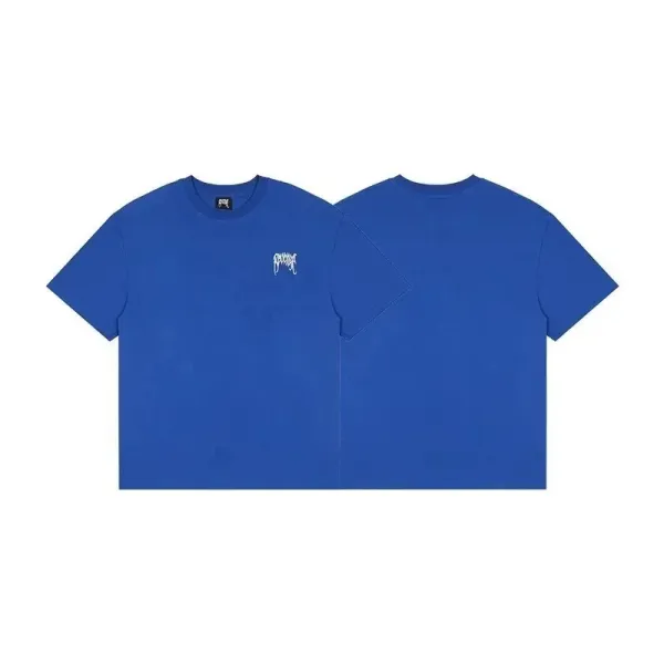 Revenge Logo Embroidered Blue T-Shirt - 1