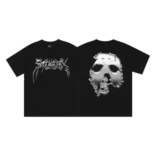 Design Skull Mask Graphic T-Shirt Black - 1