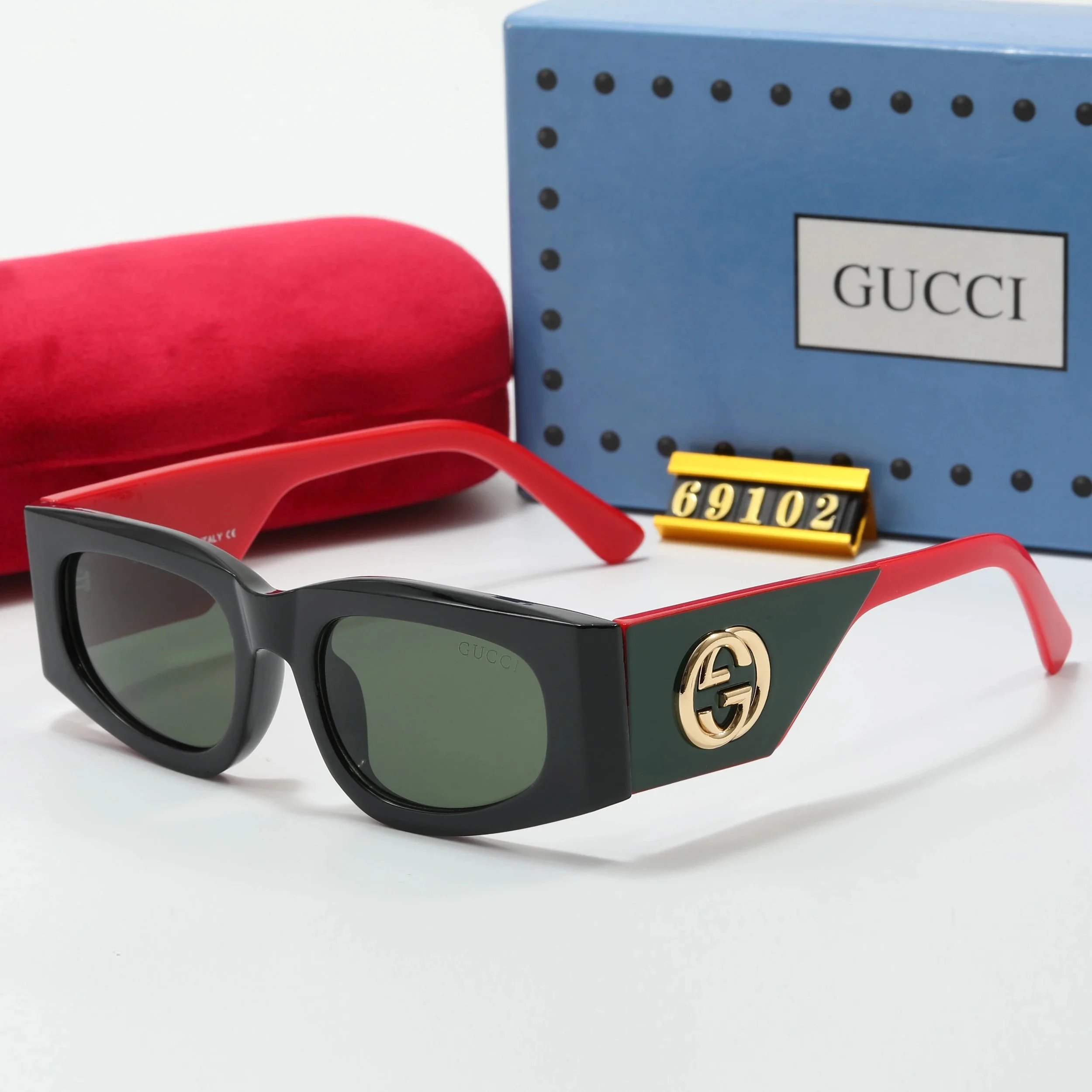 Gucci Square Frame Chain Detail Gradient Brown Sunglasses - 5