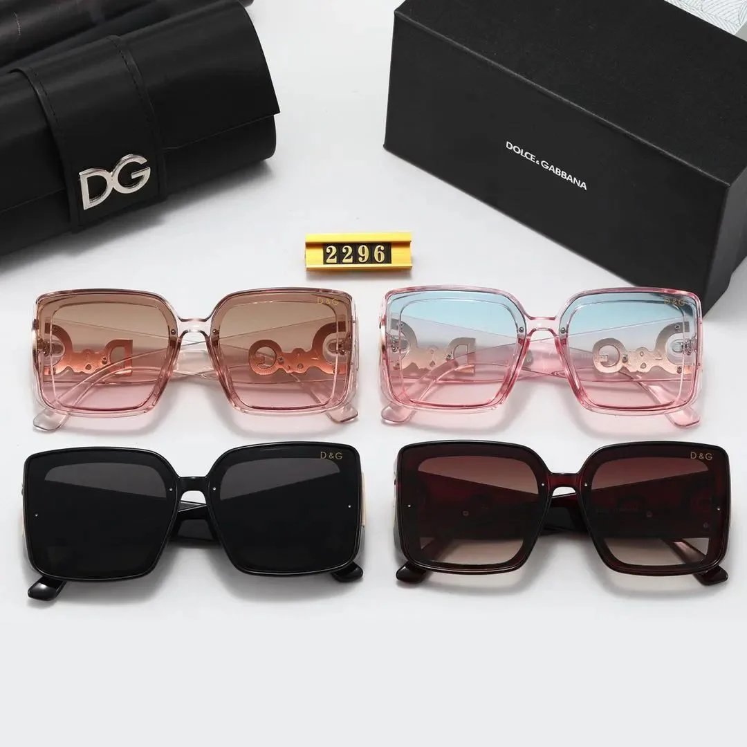Dolce & Gabbana Square Frame Sunglasses Black with Gold DG Logo - 3