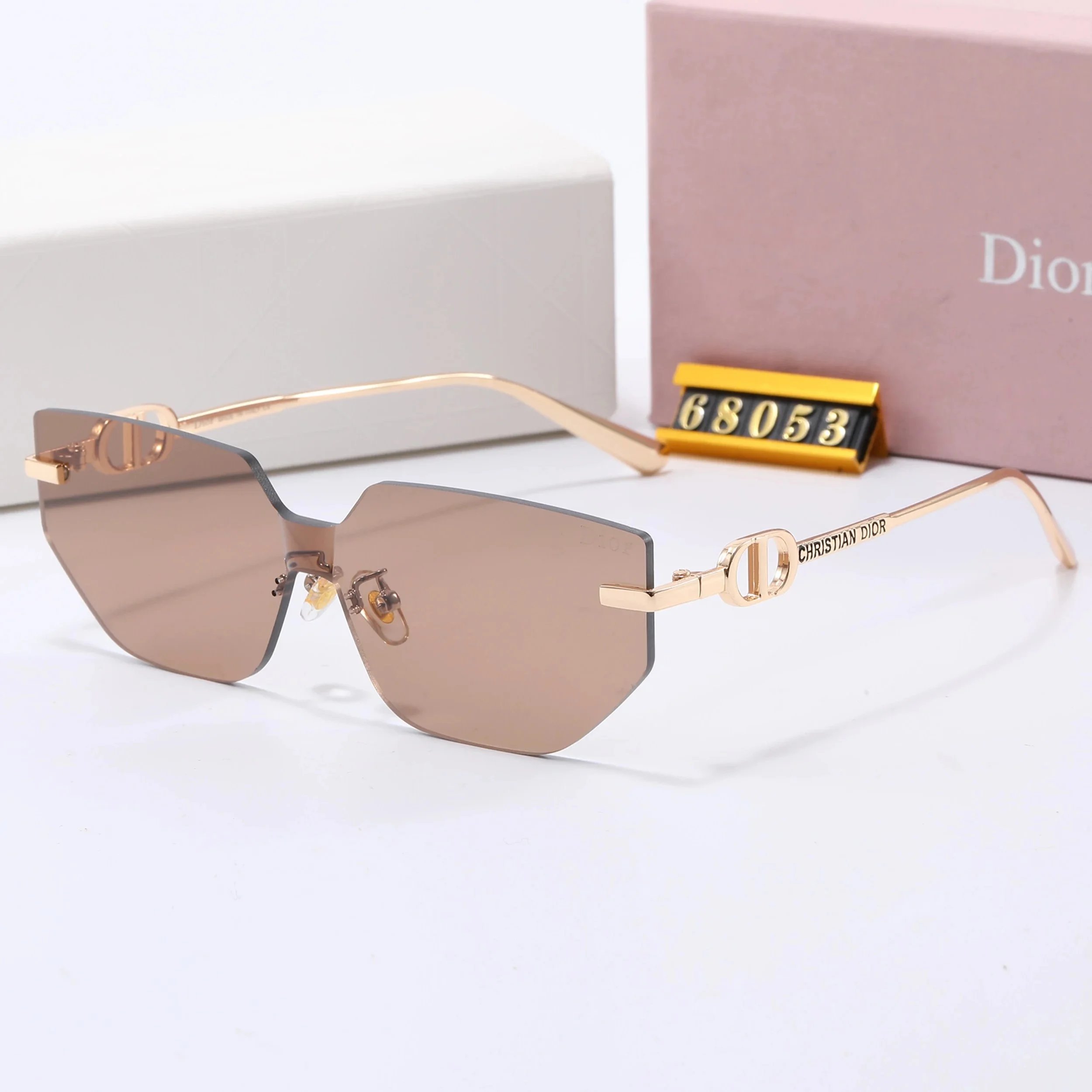 Dior CD Icon Rimless Sunglasses Rose Gold Brown Gradient - 1