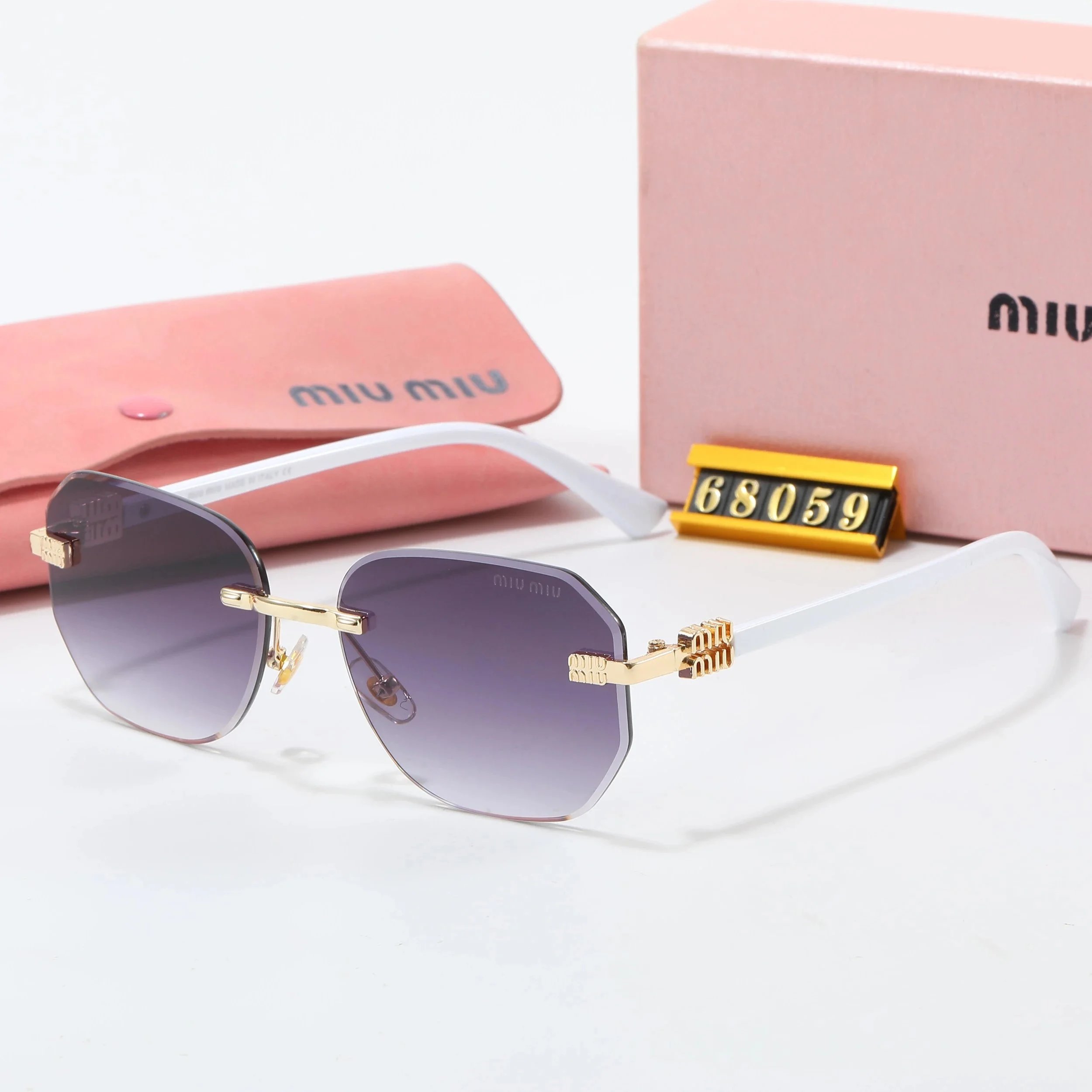 Miu Miu MM68051 Gradient Purple Rimless Sunglasses Eyewear - 9