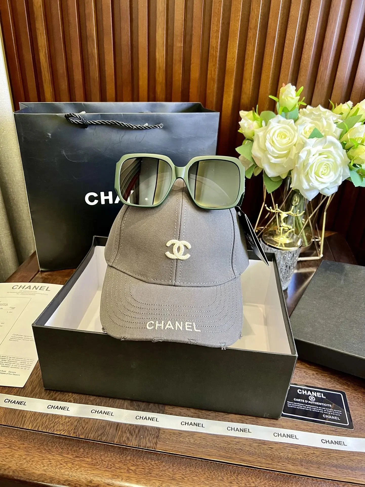 Celine Triomphe Logo Baseball Cap Beige with Sunglasses - 24