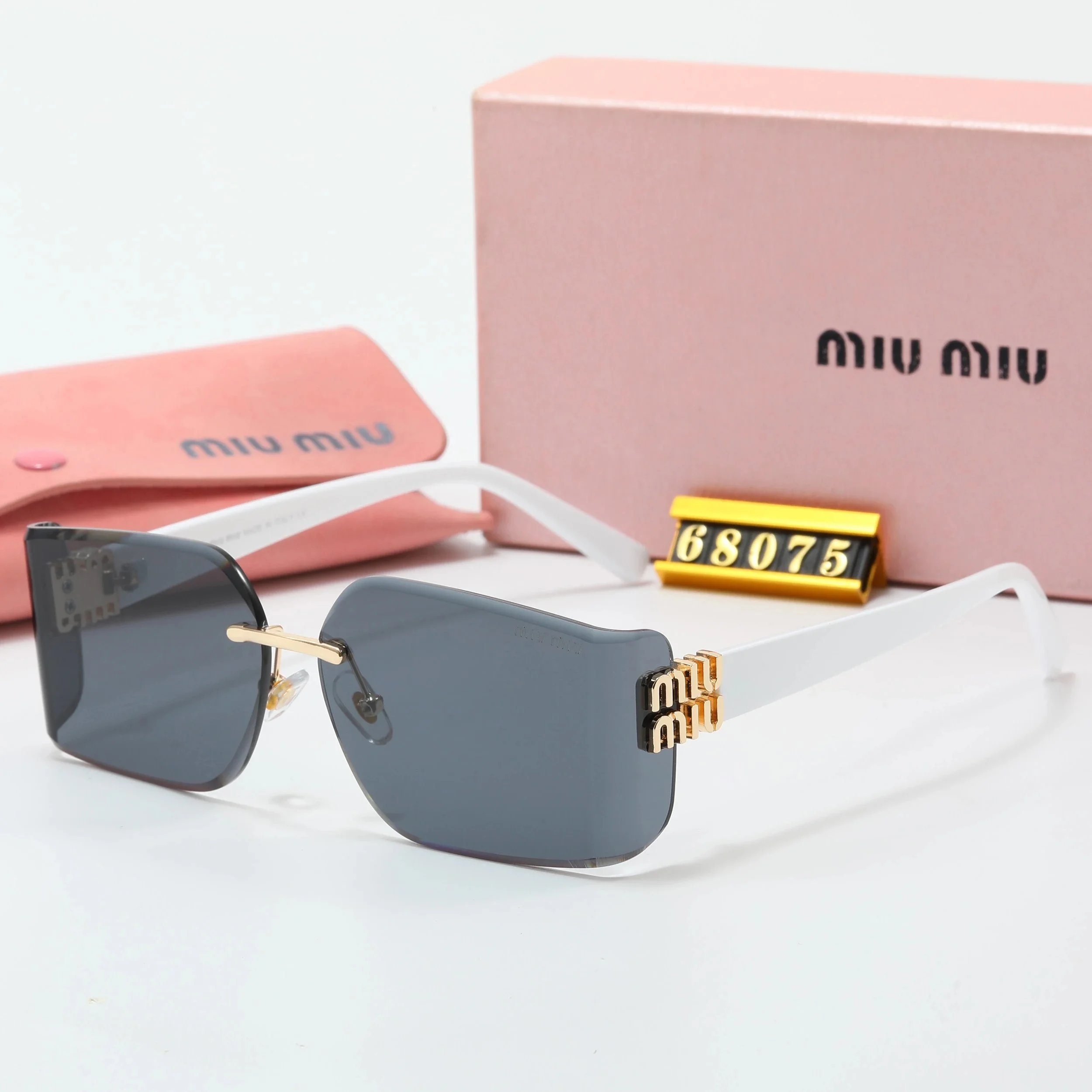 Miu Miu Rimless Square Sunglasses Dark Gray - 5
