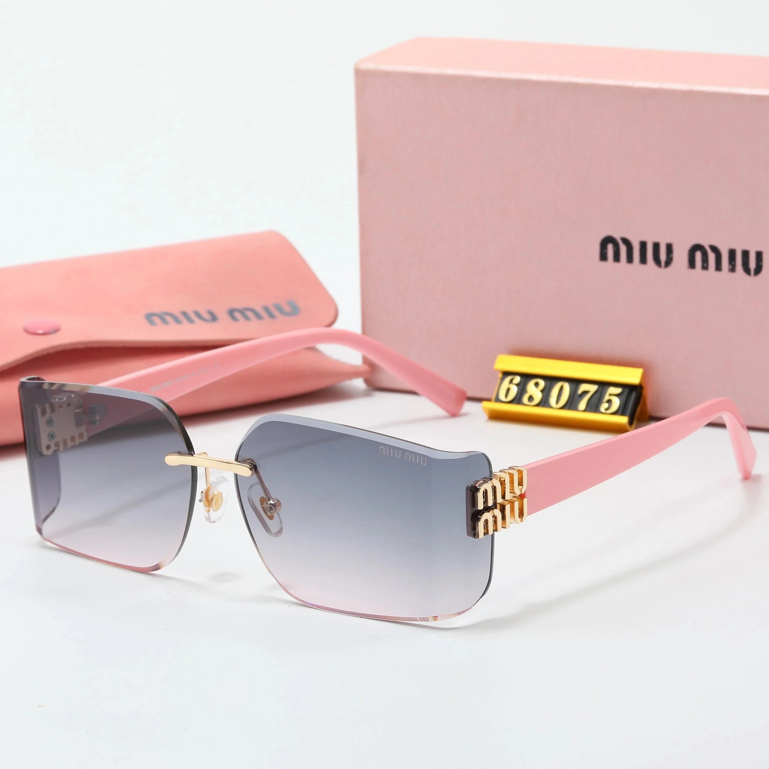 Miu Miu Rimless Square Sunglasses Dark Gray - 10