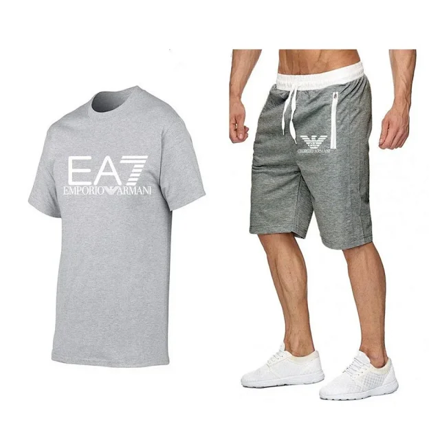 Emporio Armani Matching Sets EA7 logo T-shirt and drawstring zip-pocket shorts set product detail image 21
