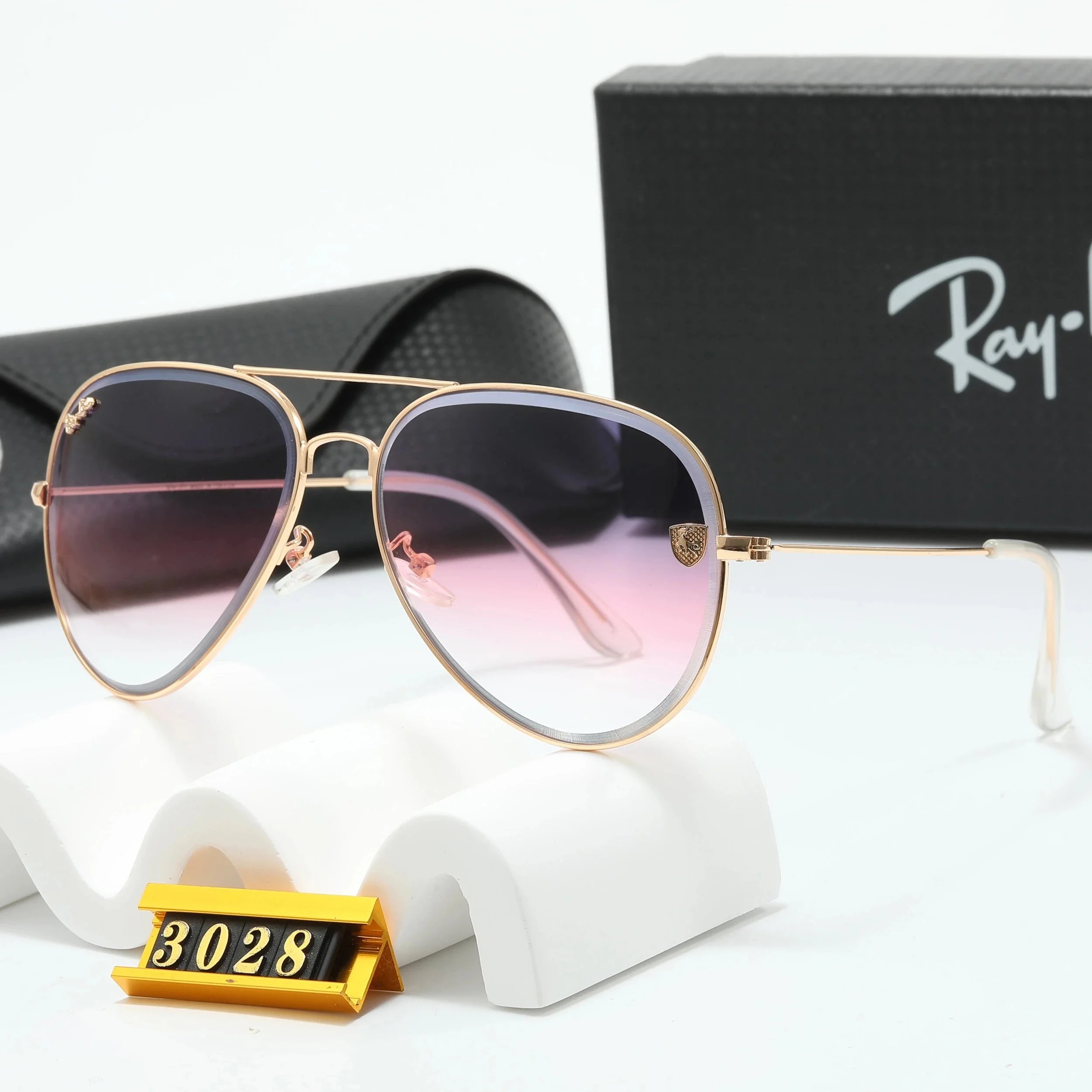 Ray-Ban Aviator Gradient Pink-Gold Sunglasses - 9