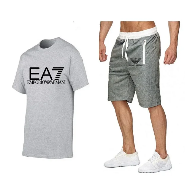 Emporio Armani Matching Sets EA7 logo T-shirt and drawstring zip-pocket shorts set product detail image 22