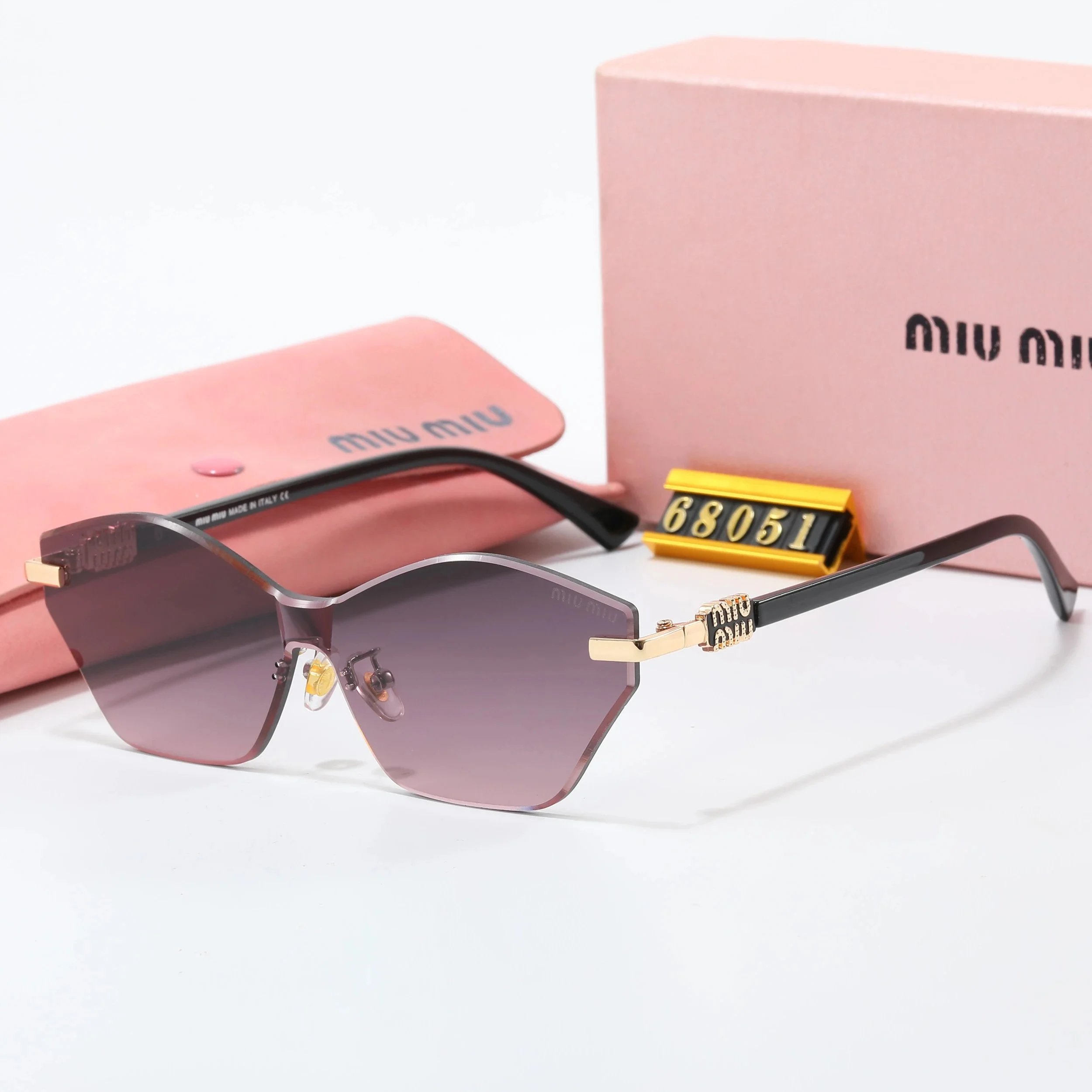 Miu Eyewear Rimless geometric sunglasses with logo temples image 4