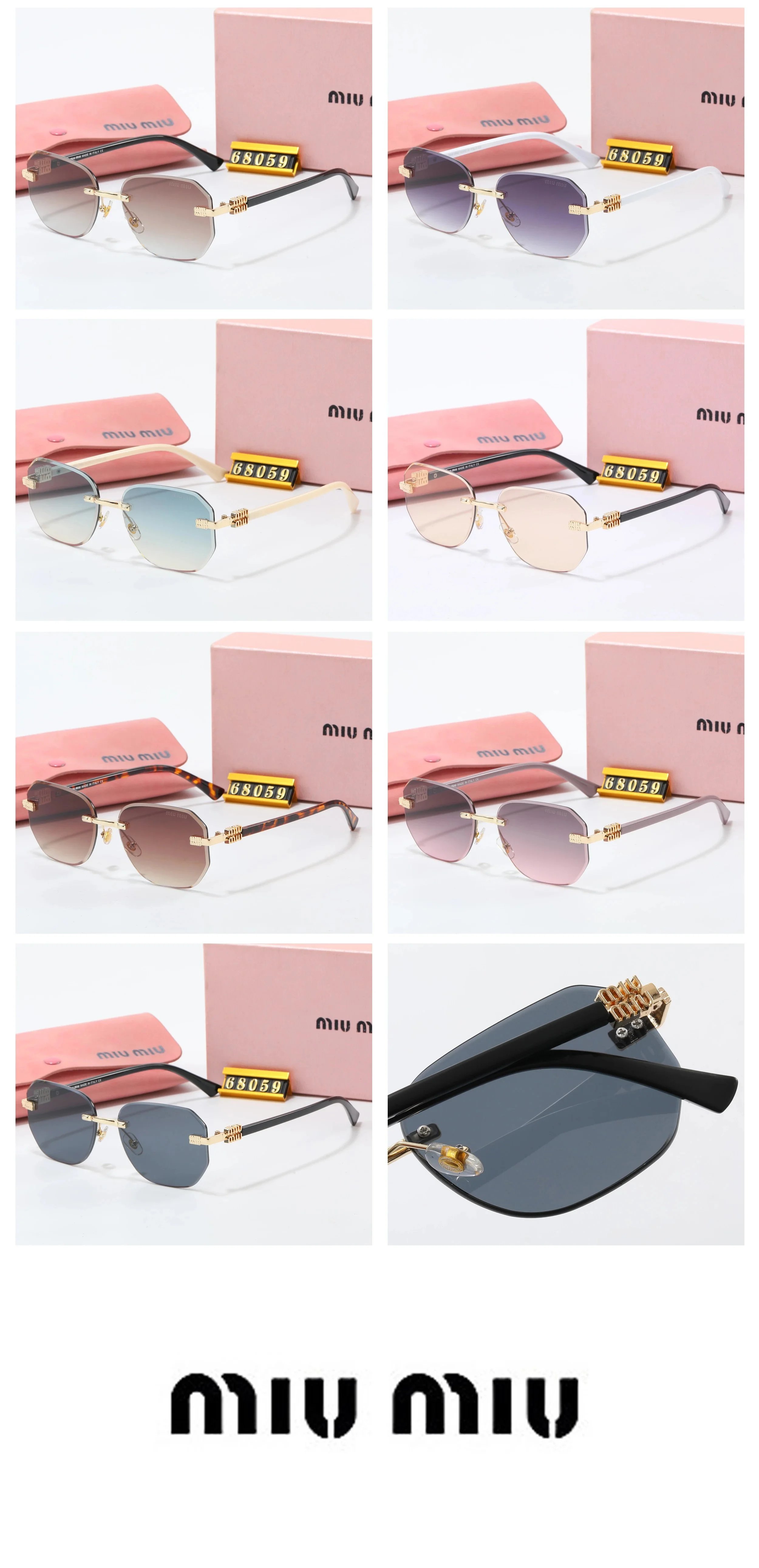 Miu Miu MM68051 Gradient Purple Rimless Sunglasses Eyewear - 2