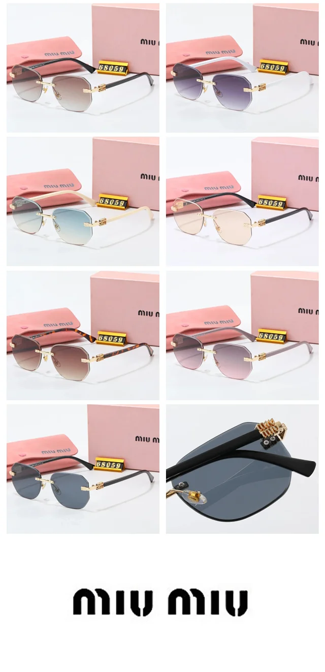 Miu Eyewear Rimless geometric sunglasses with logo temples product detail image 1