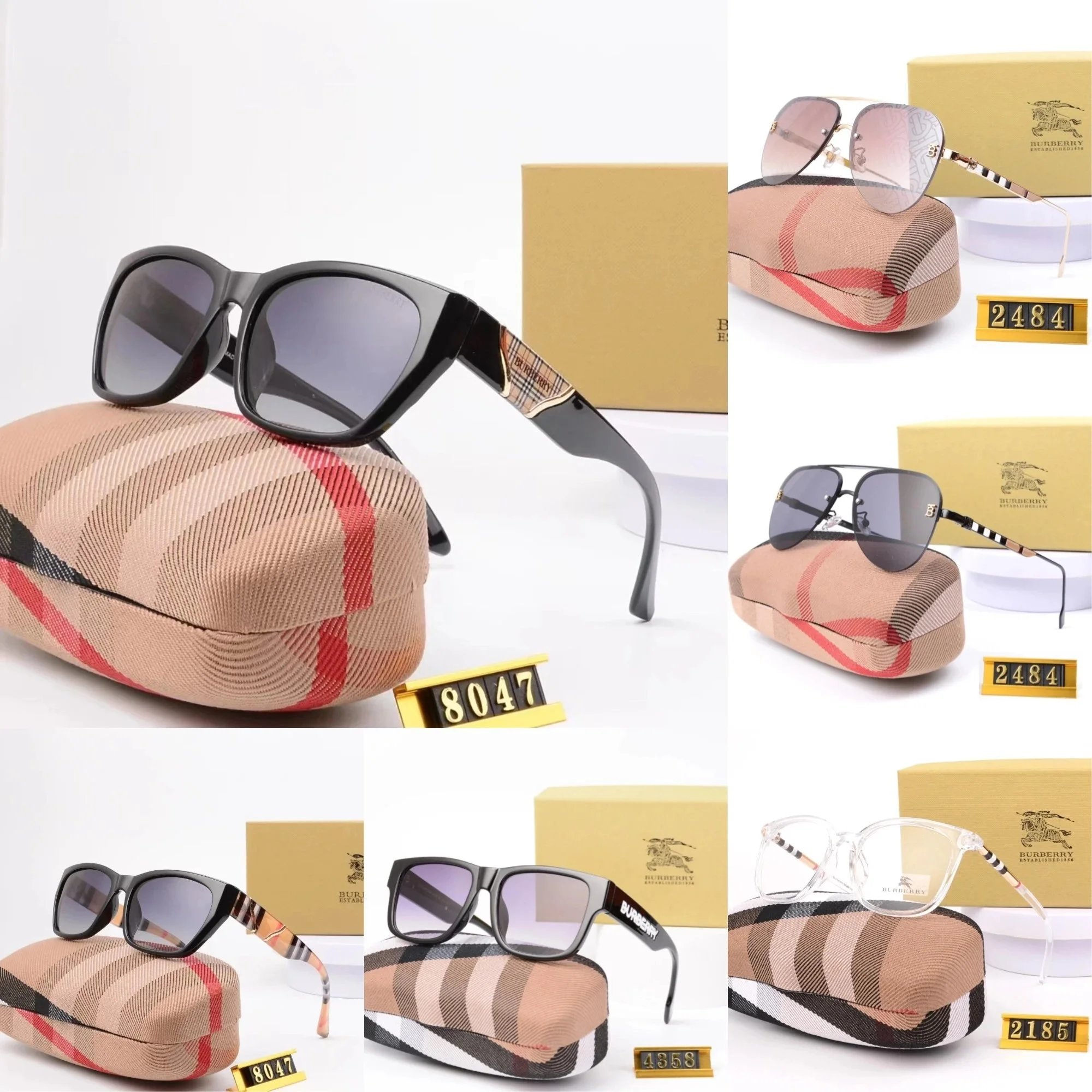 Burberry Check Pattern Temple Sunglasses