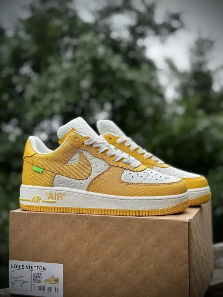Louis Vuitton x Nike Air Force 1 White / Yellow Sneakers - 1