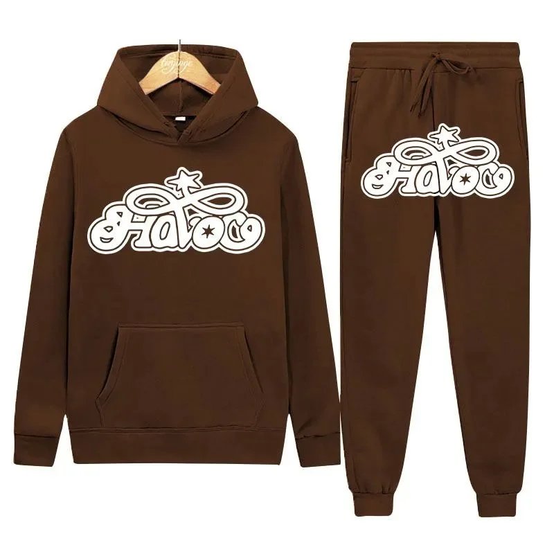 Design HAVOC Graphic Hoodie and Sweatpants Set Yellow - 4