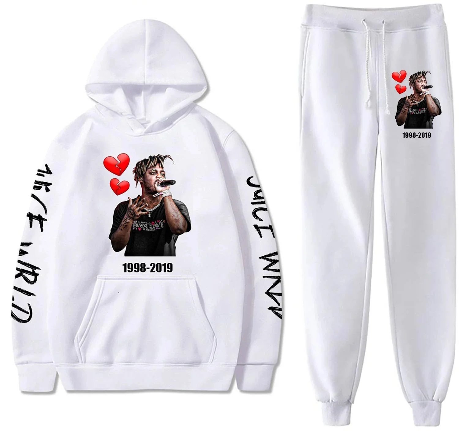 Design Juice WRLD Graphic Hoodie and Sweatpants Set Black Sets - 5