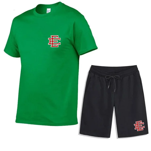 Unbranded Matching Sets Short-sleeve T-shirt and drawstring shorts set with double-E emblem product detail image 28