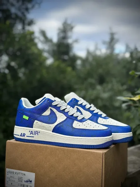 Louis Vuitton x Nike Air Force 1 Low White / Blue Sneakers - 1