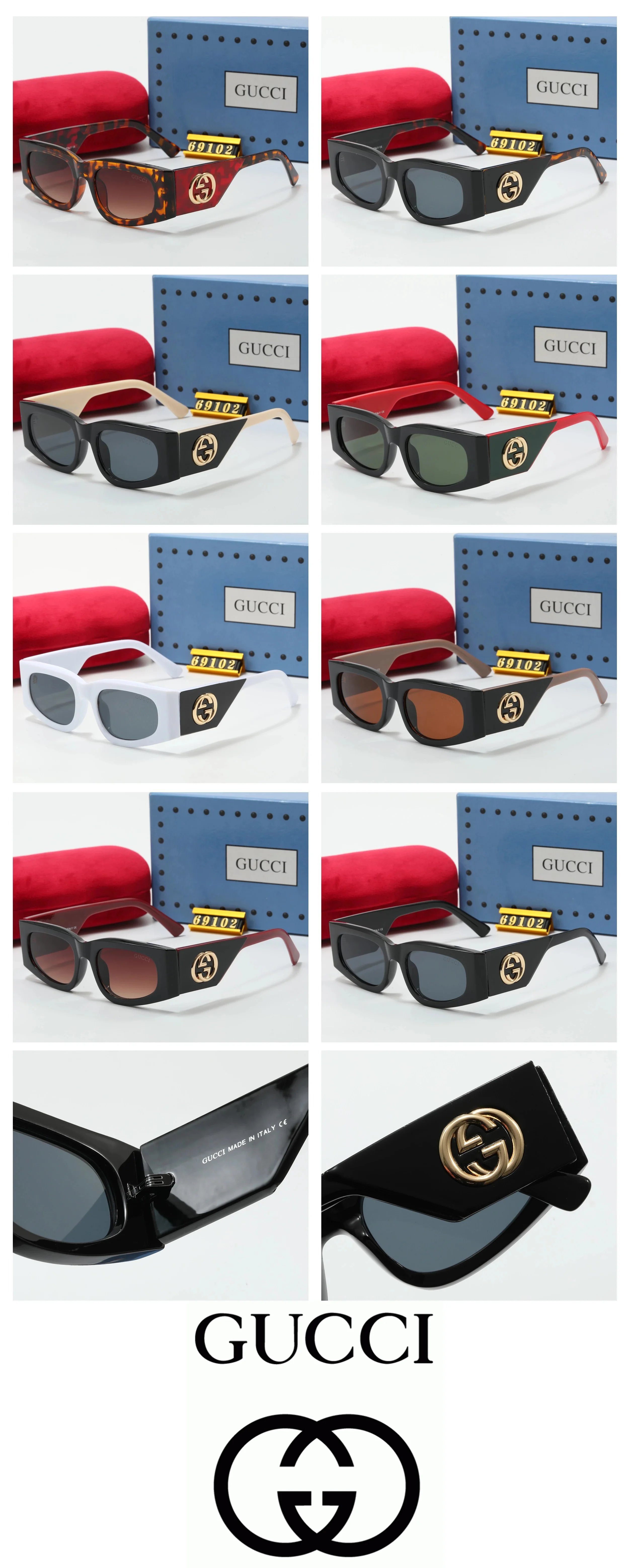Gucci Square Frame Chain Detail Gradient Brown Sunglasses - 2