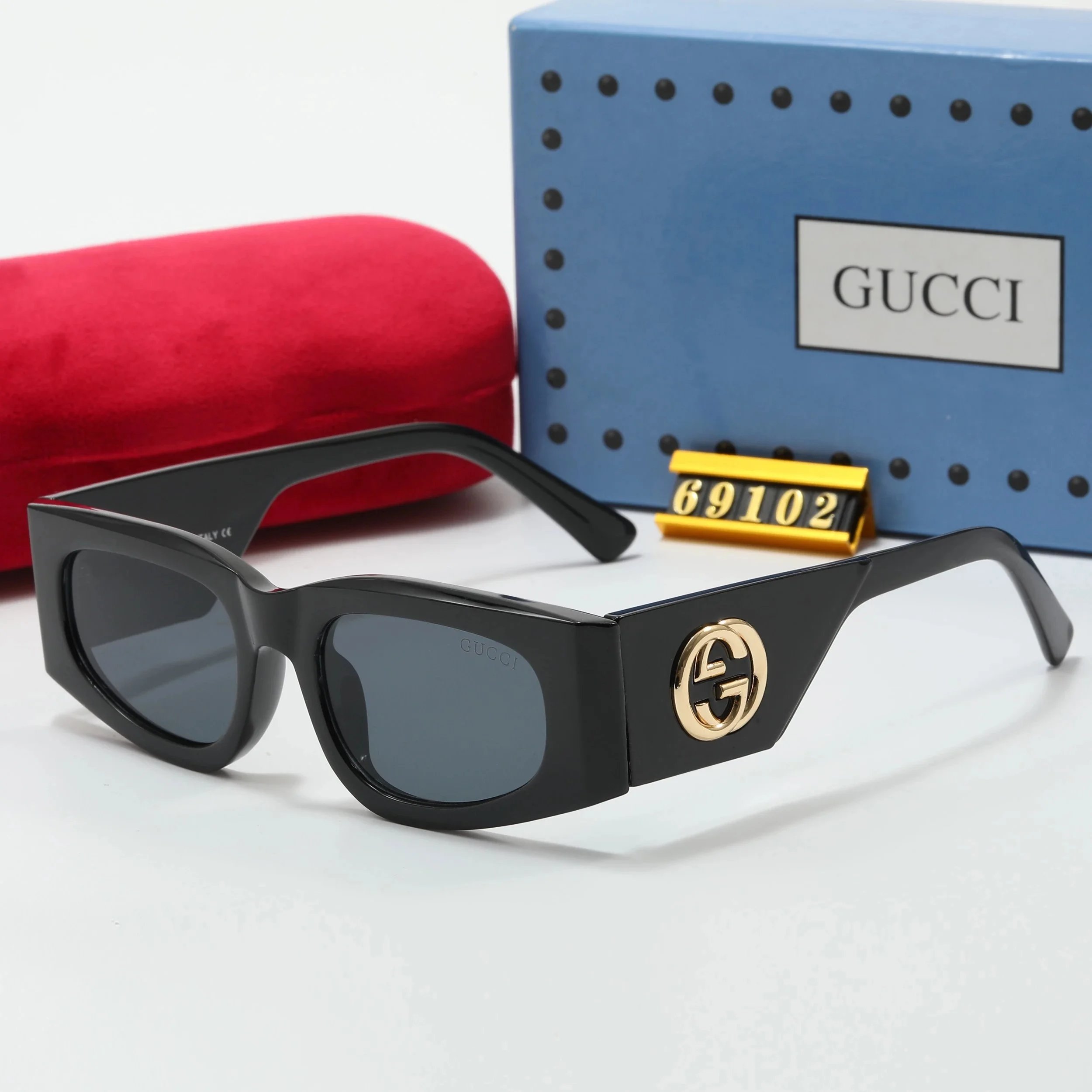 Gucci Square Frame Chain Detail Gradient Brown Sunglasses - 9