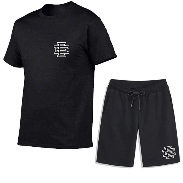 Unbranded Matching Sets Short-sleeve T-shirt and drawstring shorts set with double-E emblem product detail image 5