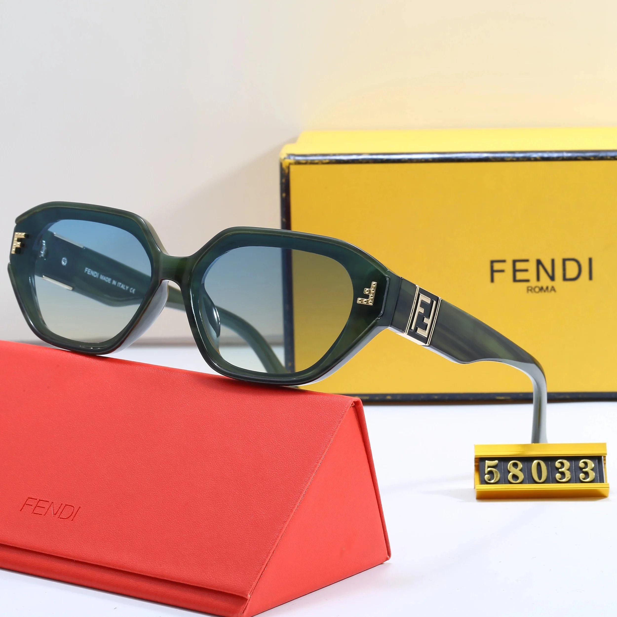 Fendi Shield Sunglasses Pink Gradient Mirror Lens Gold Frame - 9