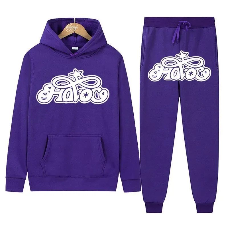 Design HAVOC Graphic Hoodie and Sweatpants Set Yellow - 19