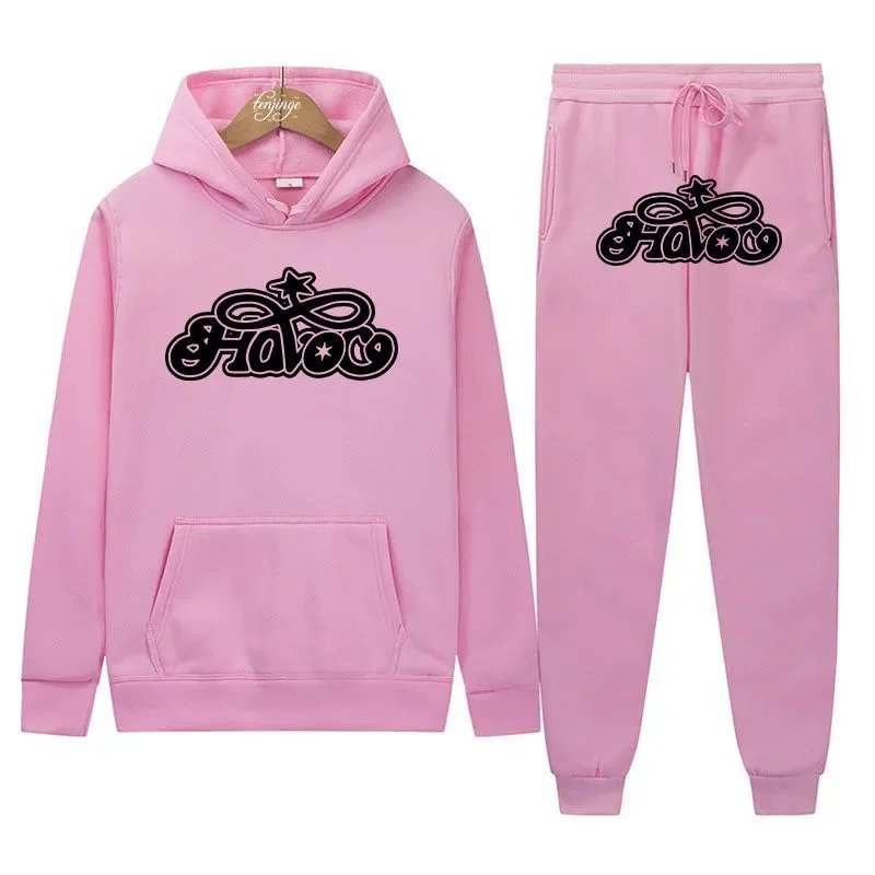 Design HAVOC Graphic Hoodie and Sweatpants Set Yellow - 24
