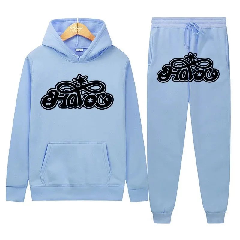 Design HAVOC Graphic Hoodie and Sweatpants Set Yellow - 30