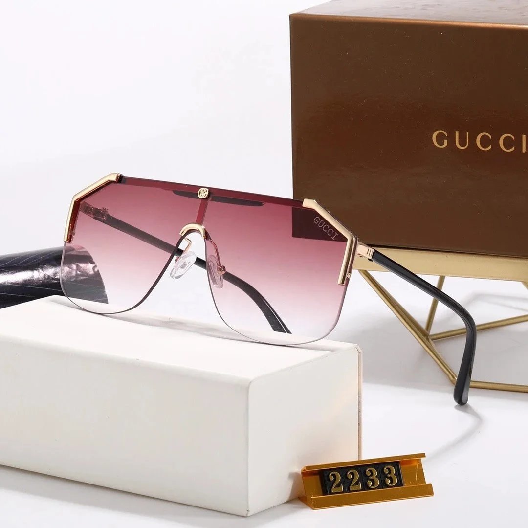 Gucci Shield Sunglasses Pink Gradient Gold Frame Sunglasses - 1