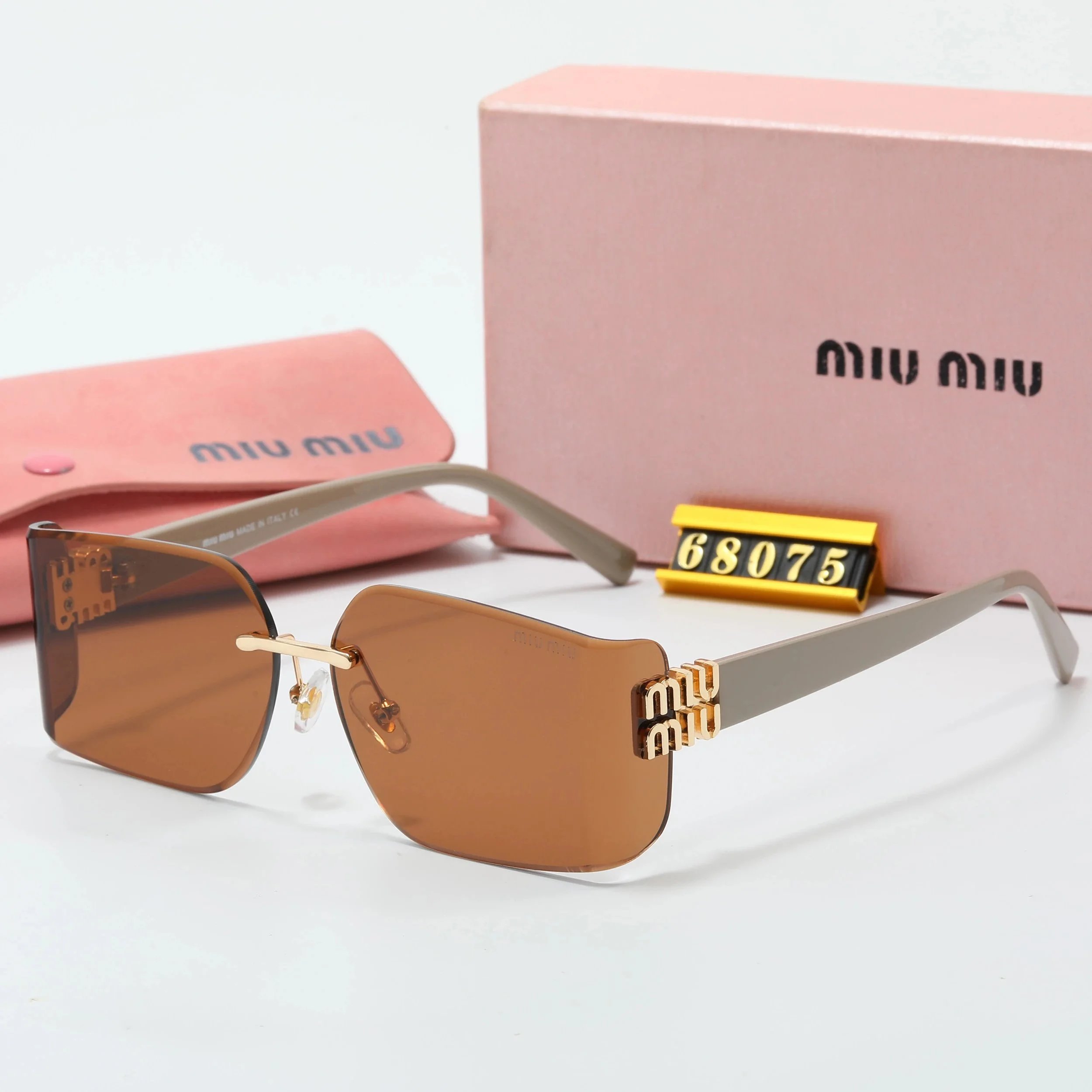 Miu Miu Rimless Square Sunglasses Dark Gray - 4