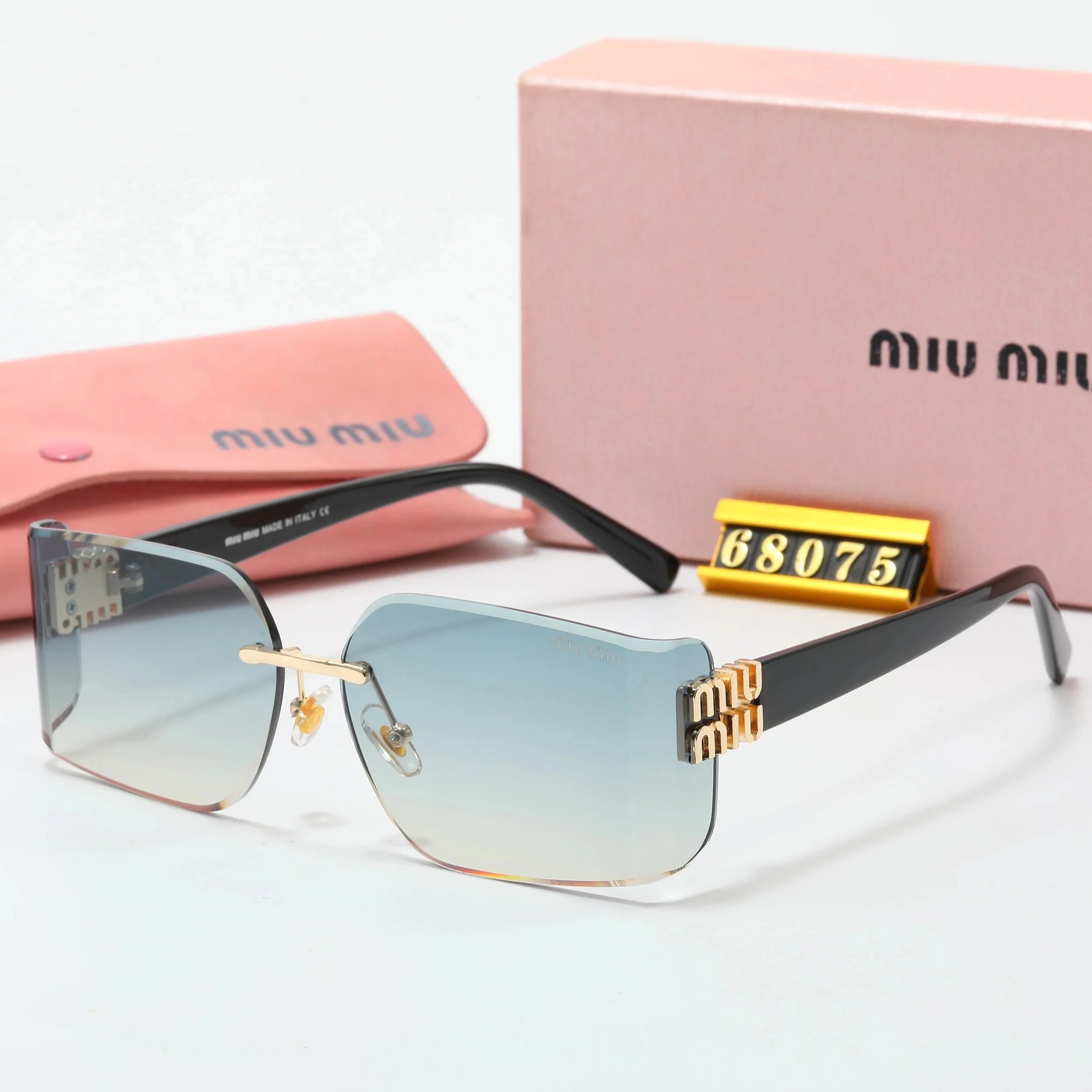 Miu Miu Rimless Square Sunglasses Dark Gray - 9