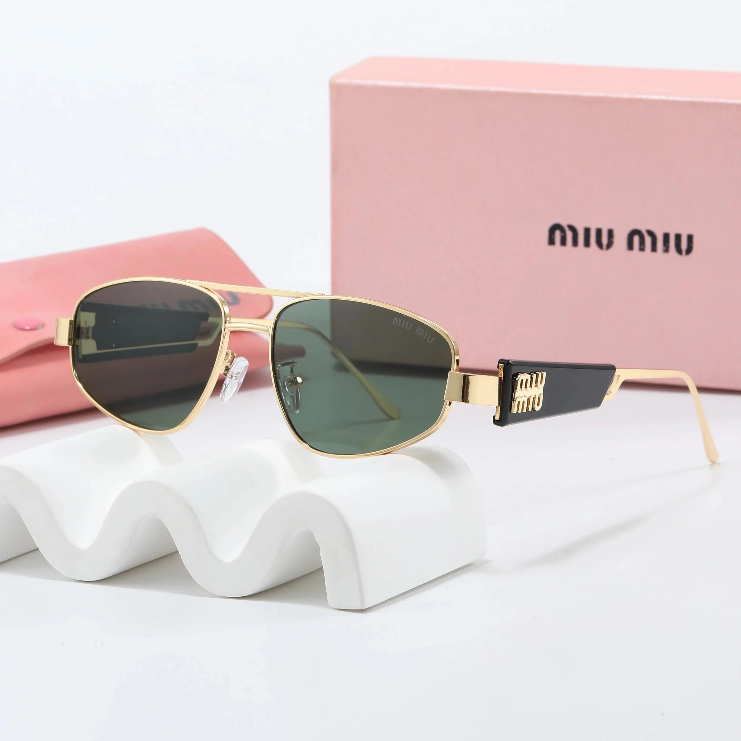 Miu Miu Round Rimless Sunglasses Tortoiseshell Gold Brown Gradient - 5