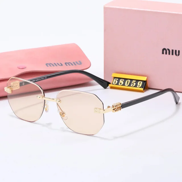 Miu Eyewear Rimless geometric sunglasses with logo temples product detail image 6