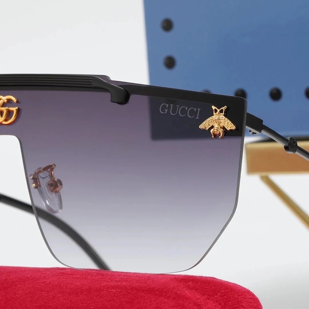 Gucci GG Marmont Aviator Sunglasses Gray Gradient with Monogram Lens Eyewear - 6