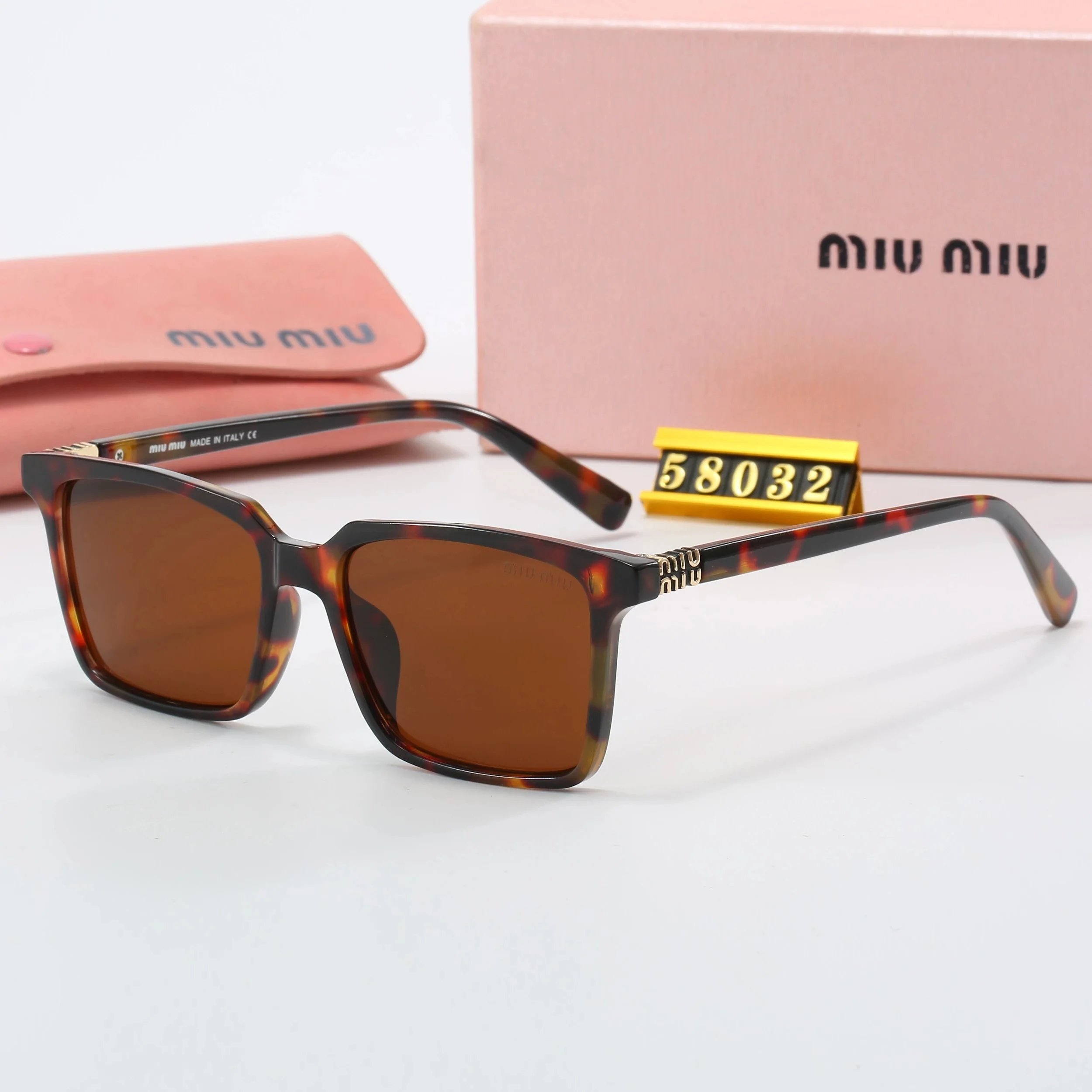 Miu Eyewear Oversized rimless shield sunglasses with gold logo temples — 29